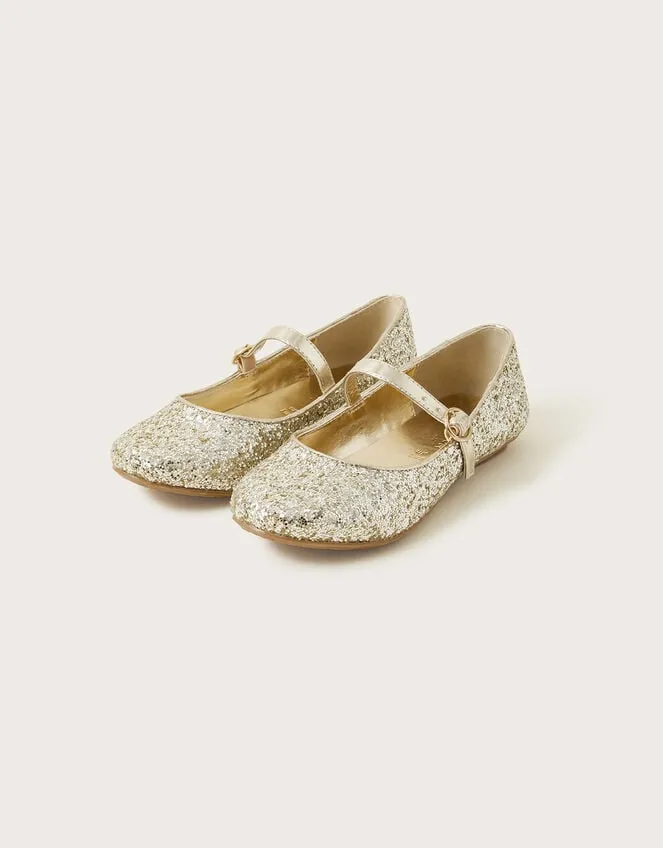 Children Stardust Ballerina Flats Gold Monsoon Partywear