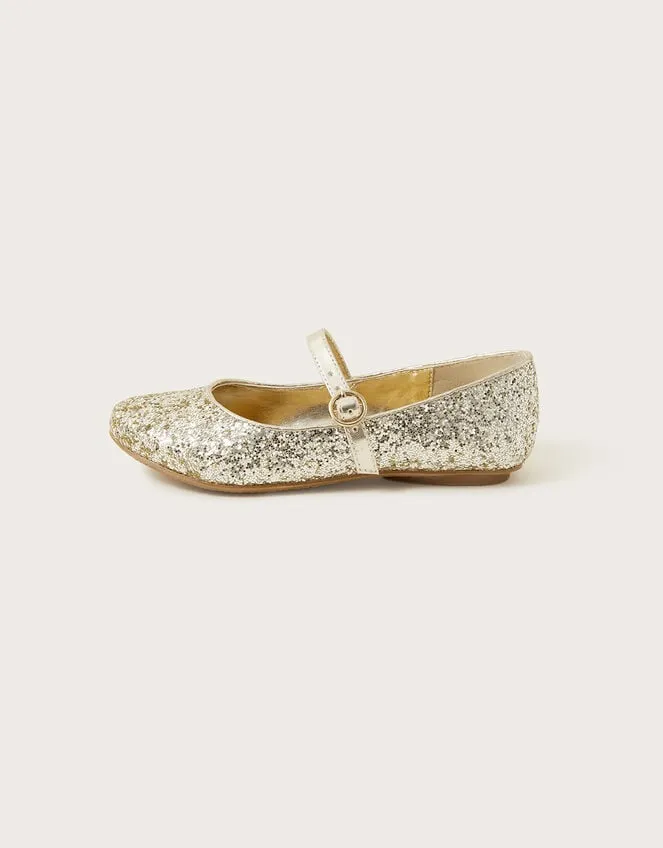 Children Stardust Ballerina Flats Gold Monsoon Partywear