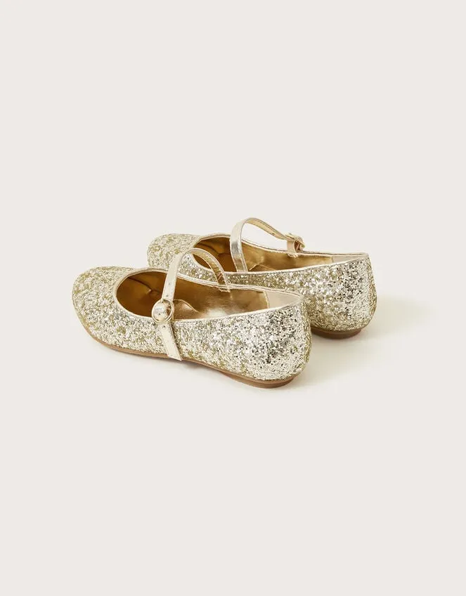 Children Stardust Ballerina Flats Gold Monsoon Partywear