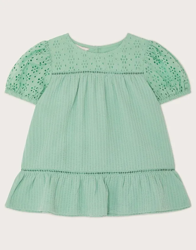 Children Stripe Broderie Top Blue Monsoon Tops and TShirts