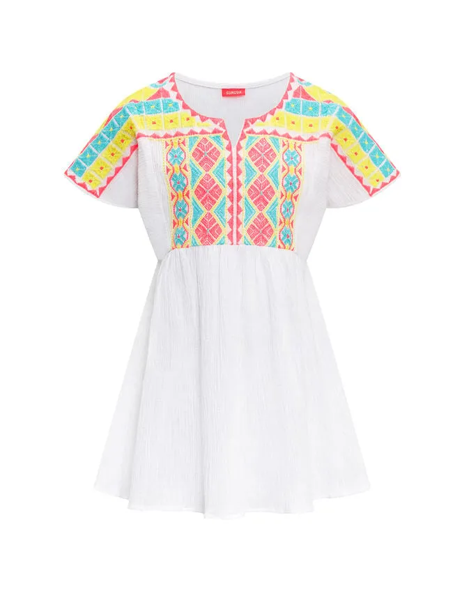 Children Sunuva Embroidered Cheesecloth Dress White Monsoon Beachwear and Swimwear