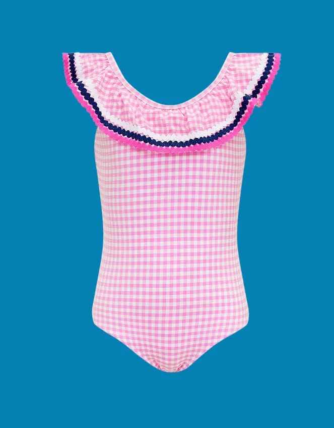 Children Sunuva Gingham Swimsuit Pink Monsoon Beachwear and Swimwear