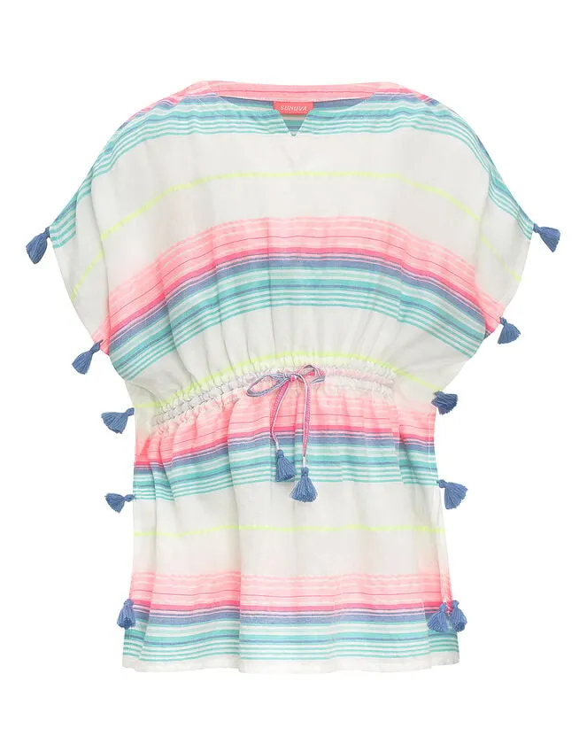 Children Sunuva Stripe Tassel Kaftan Multi Monsoon Beachwear and Swimwear
