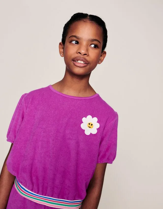 Children Towelling Puff Sleeve Top Pink Monsoon Casualwear Collection