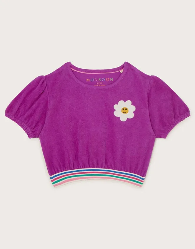 Children Towelling Puff Sleeve Top Pink Monsoon Casualwear Collection