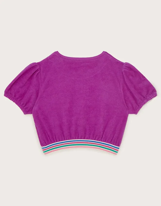 Children Towelling Puff Sleeve Top Pink Monsoon Casualwear Collection