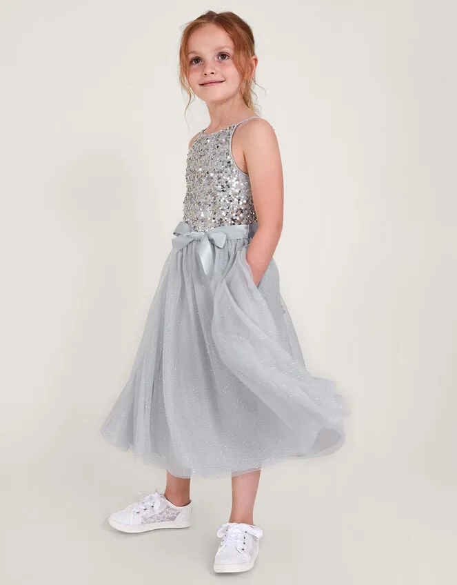 Children Truth Recycled Sequin Occasion Dress Grey Monsoon Dresses