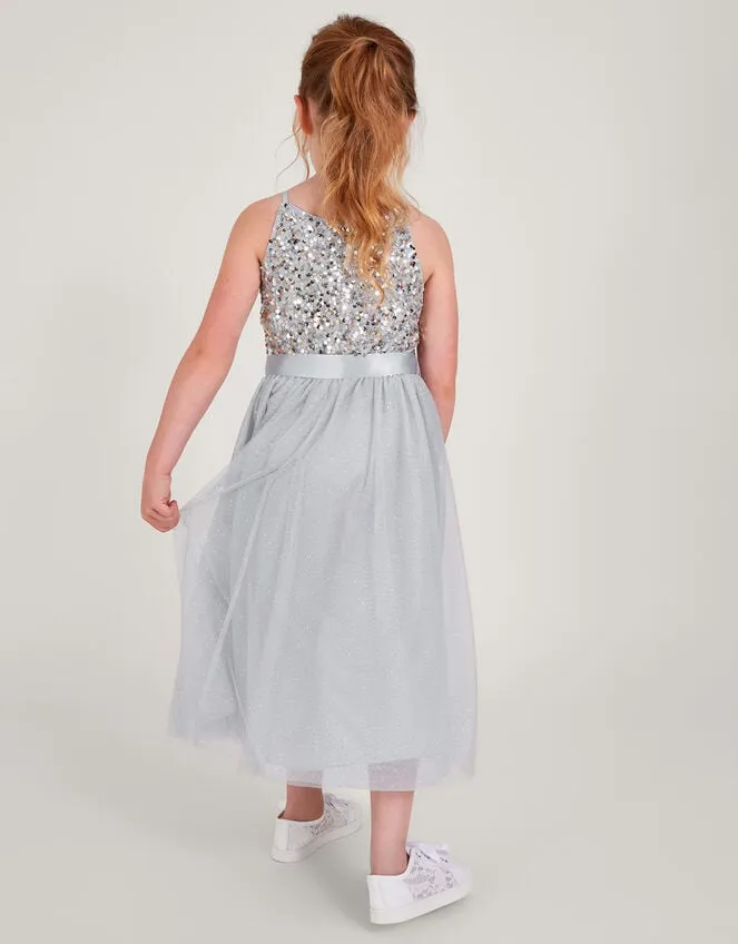 Children Truth Recycled Sequin Occasion Dress Grey Monsoon Dresses