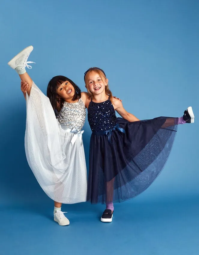 Children Truth Recycled Sequin Occasion Dress Grey Monsoon Dresses