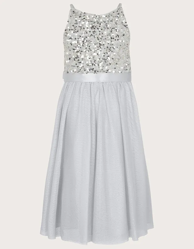 Children Truth Recycled Sequin Occasion Dress Grey Monsoon Dresses