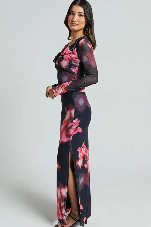 Chrissy Maxi Skirt 8211 High Waisted Mesh Skirt In Daze Print Women Showpo Skirts