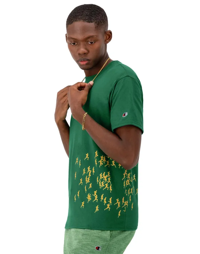 Classic Graphic TShirt Runners Road Sign Green Men Champion TShirts and Tops