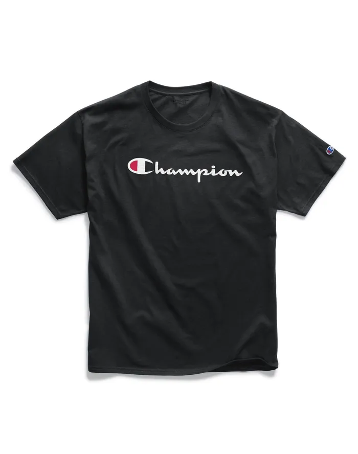 Classic Graphic TShirt Script Logo Black Men Champion TShirts and Tops