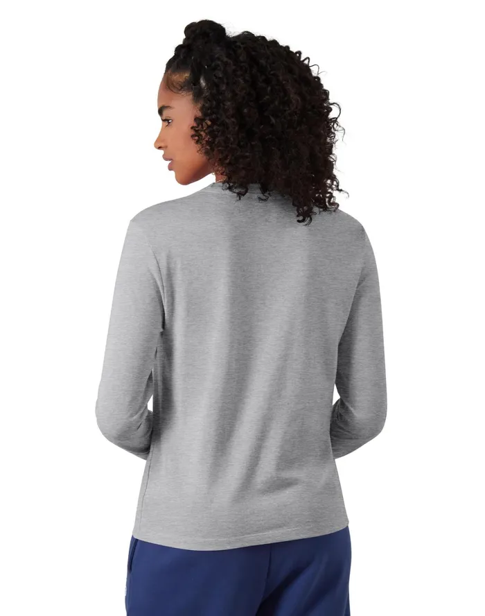 Classic LongSleeve TShirt Script Logo Oxford Grey Women Champion TShirts and Tops