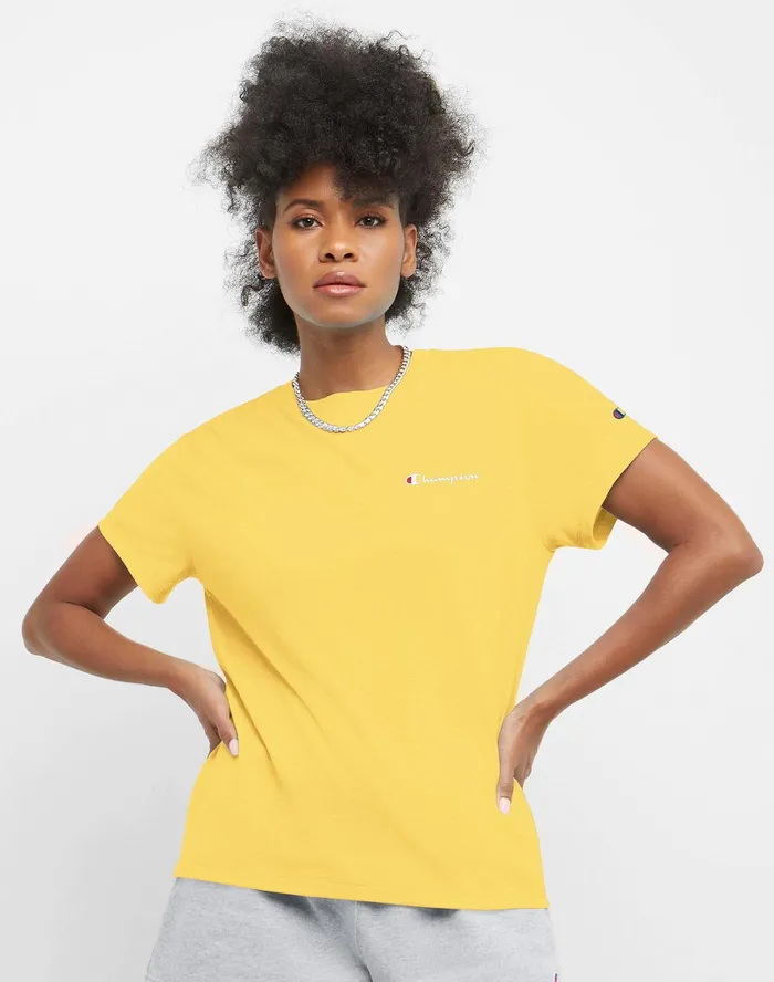 Classic TShirt Script Logo Yellow Stone Women Champion TShirts and Tops