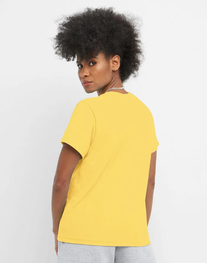 Classic TShirt Script Logo Yellow Stone Women Champion TShirts and Tops