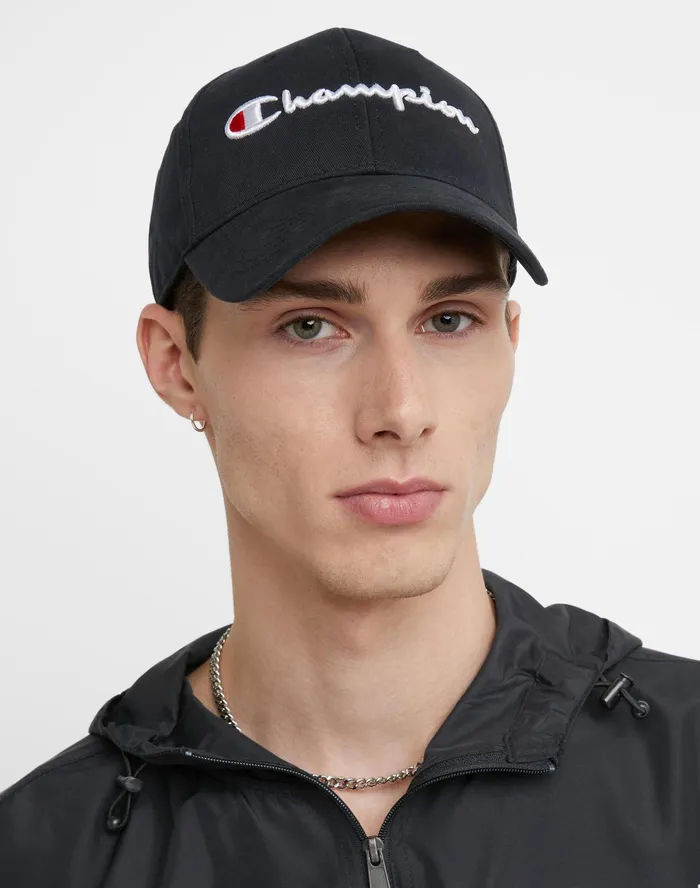 Classic Twill Hat 3D Script Black MenWomen Champion Hats