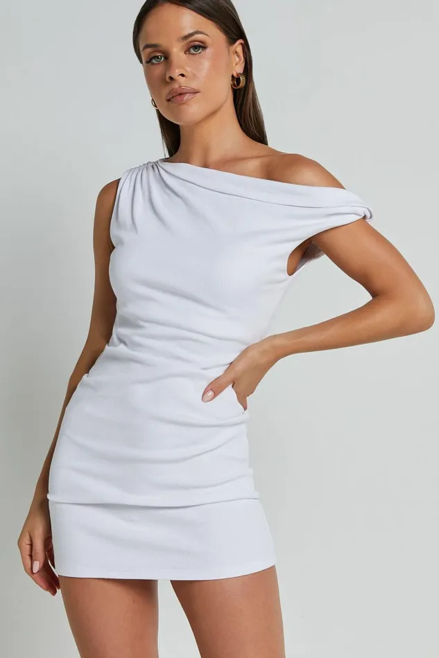 Clementine Mini Dress 8211 Ribbed Off Shoulder Bodycon Dress In White Women Showpo Basics Clementine Mini Dress 8211 Ribbed Off Shoulder Bodycon Dress In White Women Showpo Basics