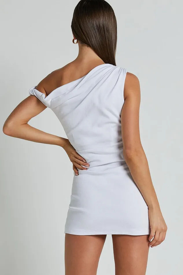 Clementine Mini Dress 8211 Ribbed Off Shoulder Bodycon Dress In White Women Showpo Basics
