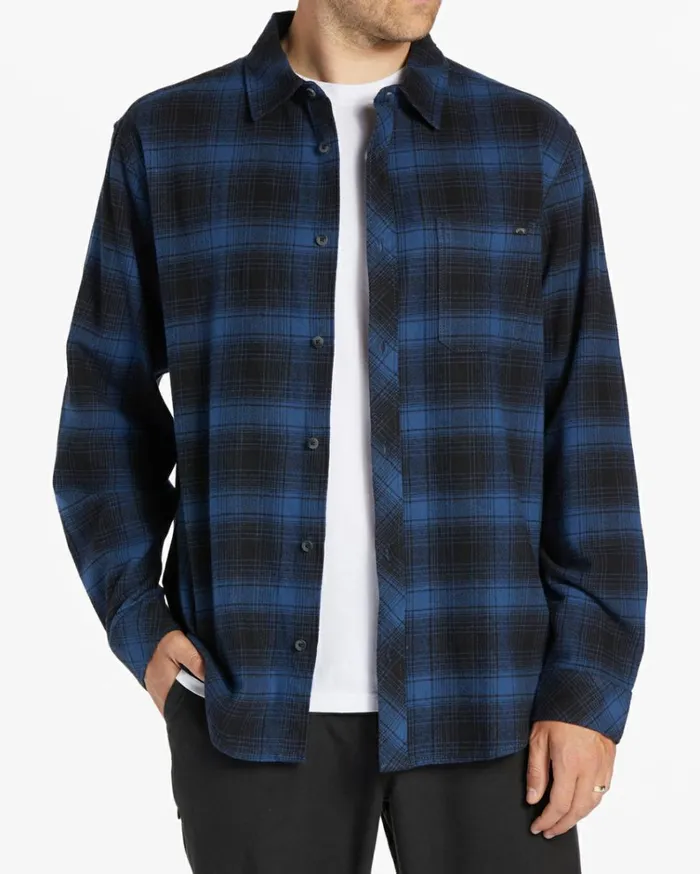Coastline Flannel Long Sleeve Shirt Blue Men Billabong Flannels