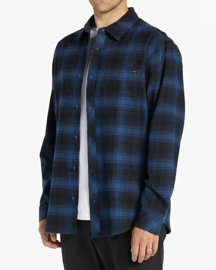 Coastline Flannel Long Sleeve Shirt Blue Men Billabong Flannels