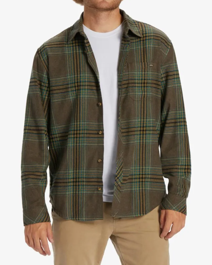 Coastline Flannel Long Sleeve Shirt Mocha Men Billabong Shirts