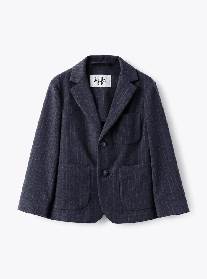 Coats And Jackets Boy 216 Il Gufo Pinstripe Technowool Blazer