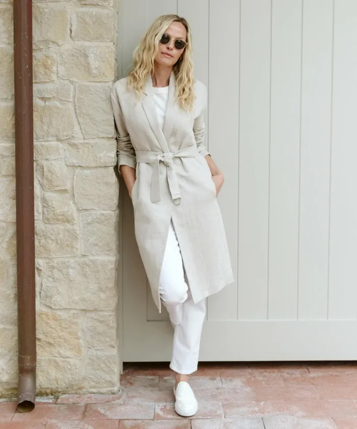 Coats Women Jenni Kayne Linen Trench Coat Natural