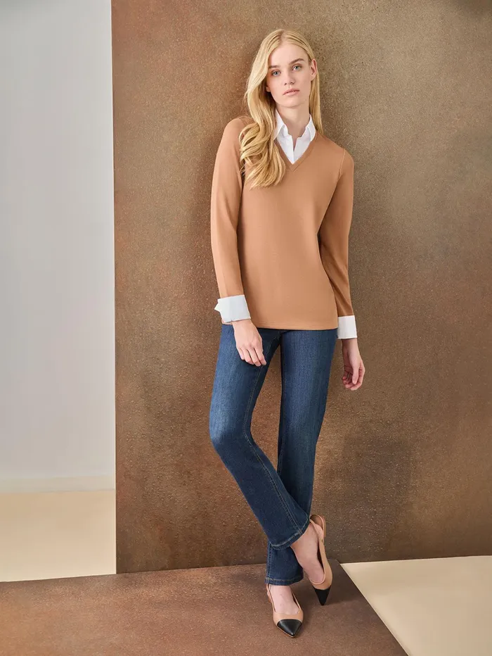 Collared Shirt VNeck TwoFer Top Women Jones New York Tops and Blouses Collared Shirt VNeck TwoFer Top Women Jones New York Tops and Blouses