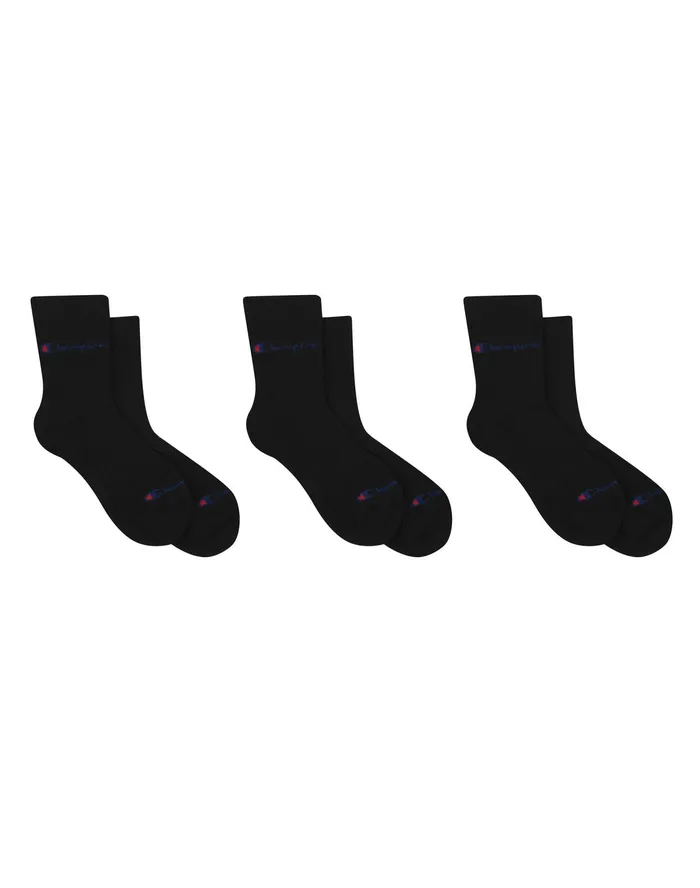 Compression MidCrew Socks 3Pairs Black Women Champion Socks