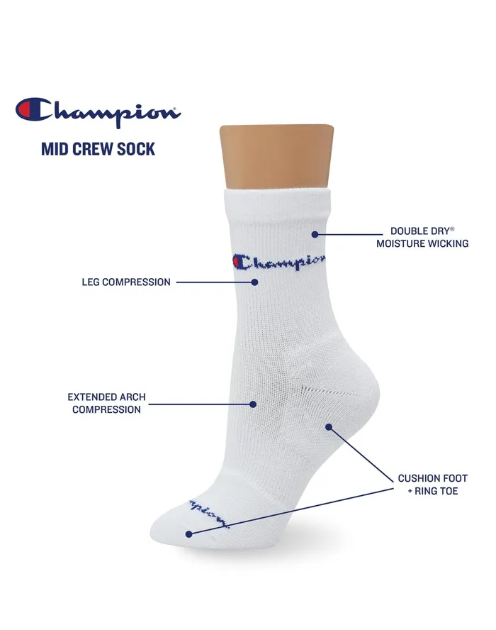 Compression MidCrew Socks 3Pairs Black Women Champion Socks