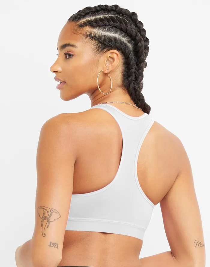 Compression Sports Bra C Logo White Women Champion Sports Bras and Bralettes