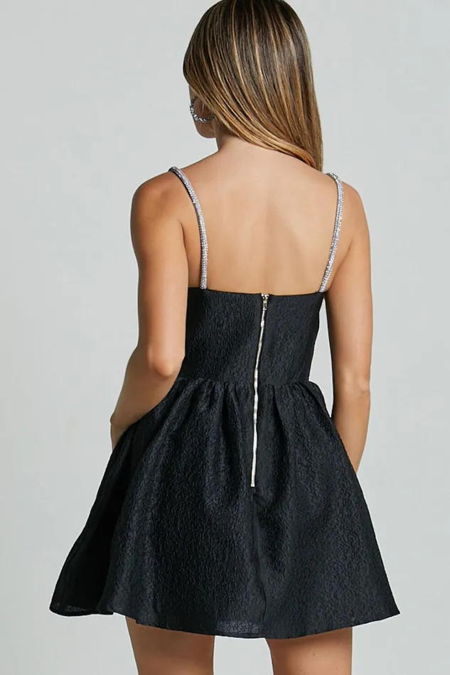 Cora Mini Dress 8211 Diamante Detail Textured Mini Dress In Black Women Showpo Curve Clothes