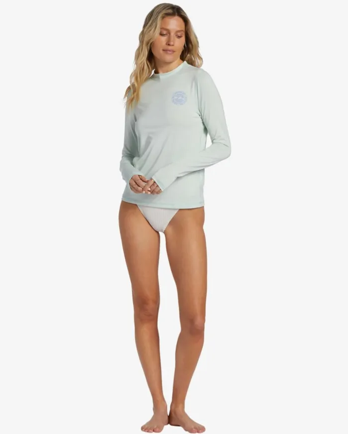 Core Loose Fit Long Sleeve Surf Tee Sweet Mint Women Billabong Rashguards and Bodysuits