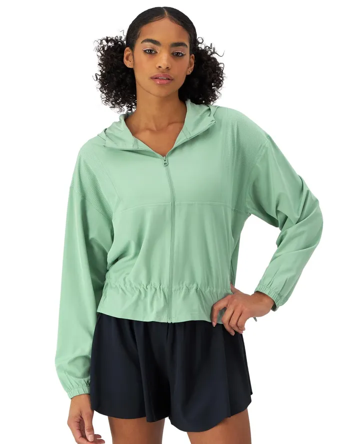 Court Jacket MoistureWicking C Logo Sheer Water Teal Women Champion Jackets