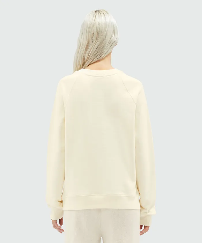 Cream Jersey Sweatshirt With Micro Logo Women MSGM Hoodies And Sweatshirts