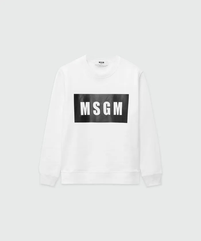 Crew Neck Cotton Sweatshirt In A Solid Colour Women MSGM Hoodies And Sweatshirts