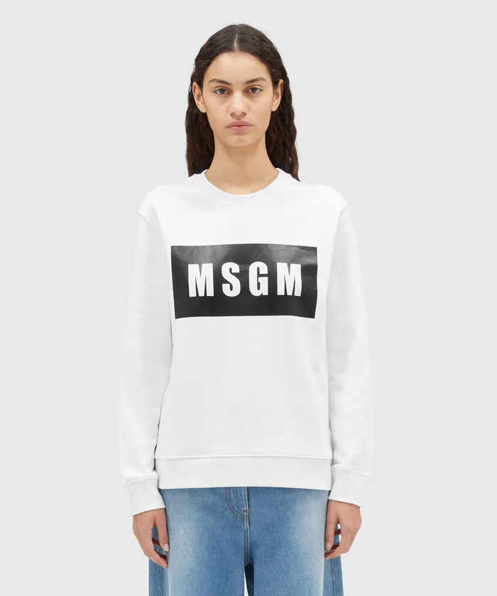 Crew Neck Cotton Sweatshirt In A Solid Colour Women MSGM Hoodies And Sweatshirts