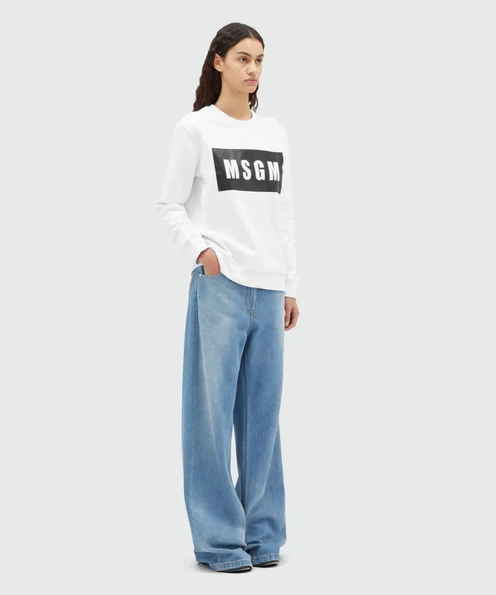 Crew Neck Cotton Sweatshirt In A Solid Colour Women MSGM Hoodies And Sweatshirts