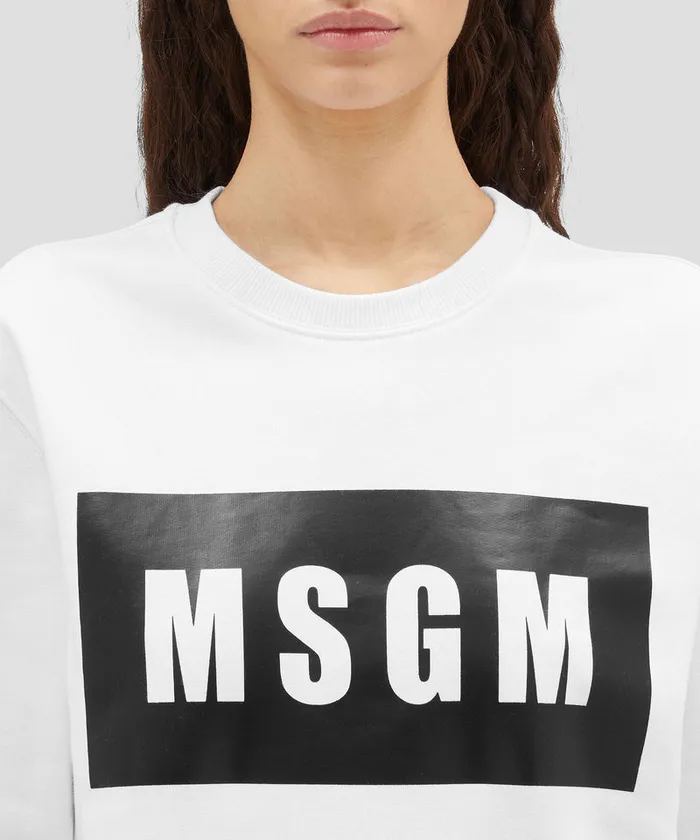 Crew Neck Cotton Sweatshirt In A Solid Colour Women MSGM Hoodies And Sweatshirts