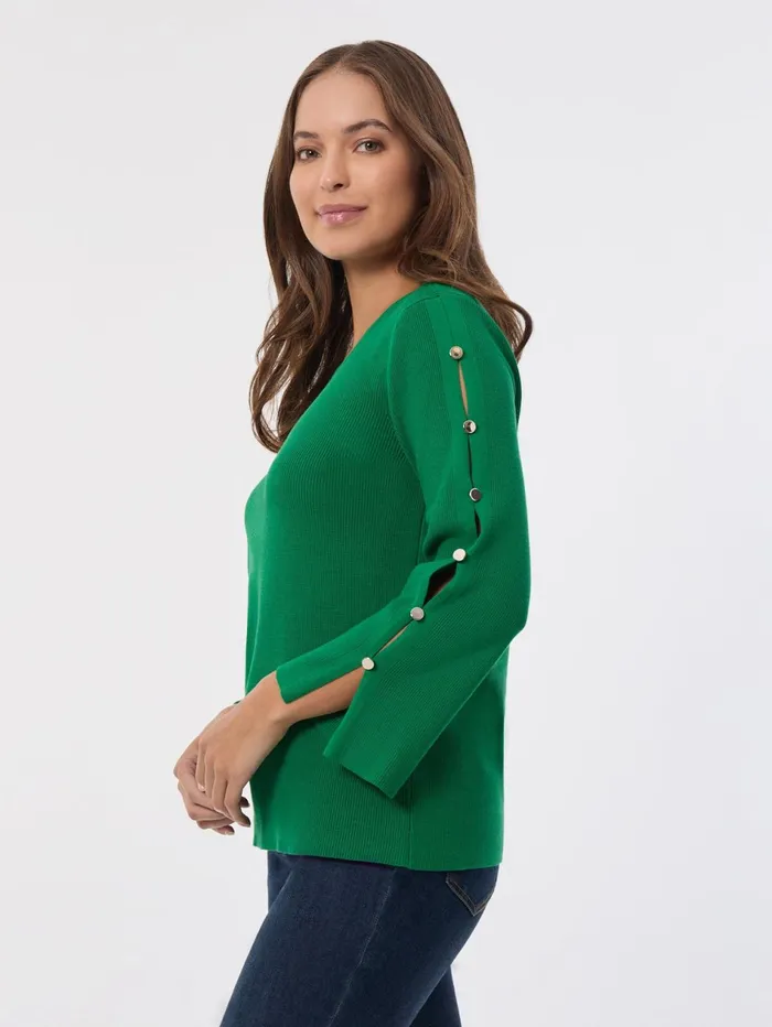Crew Neck PeekaBoo Sleeve Tunic Women Jones New York Tops and Blouses Crew Neck PeekaBoo Sleeve Tunic Women Jones New York Tops and Blouses