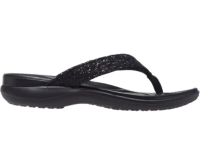 Crocs Capri V Glitter Flip Black Womens Sandals