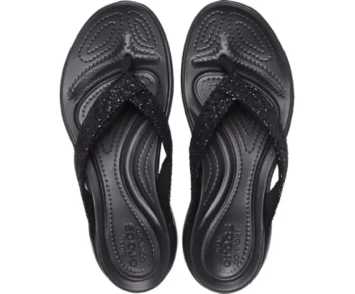 Crocs Capri V Glitter Flip Black Womens Sandals