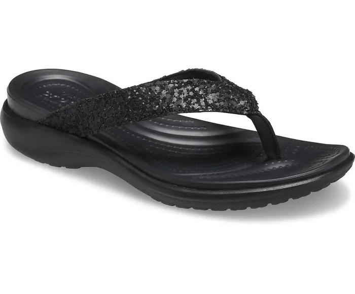 Crocs Capri V Glitter Flip Black Womens Sandals