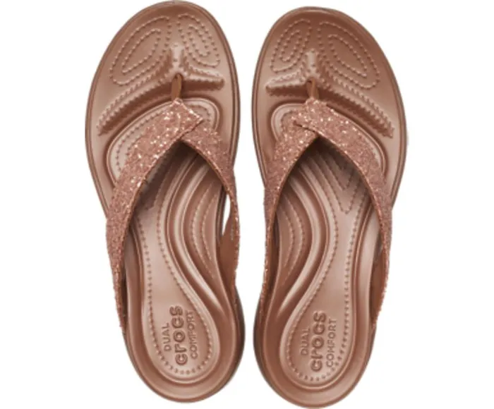Crocs Capri V Glitter Flip Bronze Womens Sandals
