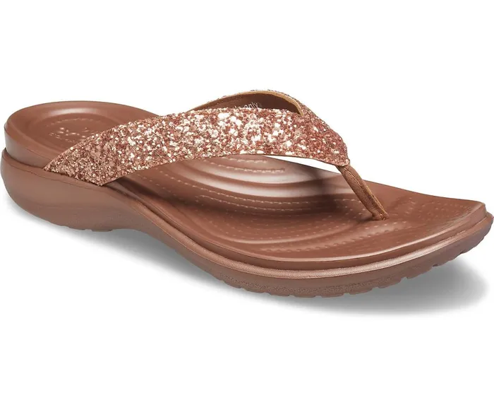 Crocs Capri V Glitter Flip Bronze Womens Sandals