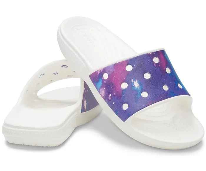 Crocs Classic Crocs Out Of This World Slide White Purple WomensMens Sandals