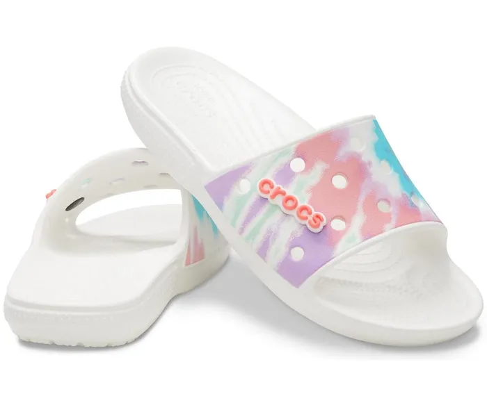 Crocs Classic Crocs TieDye Graphic Slide Fresco Multi WomensMens Sandals