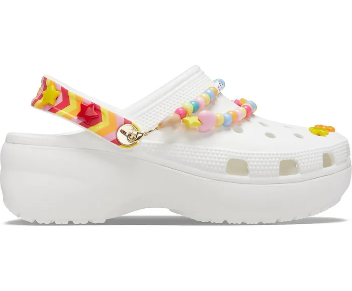 Crocs Classic Festival Vibes Platform Clog White Multi Womens Clogs