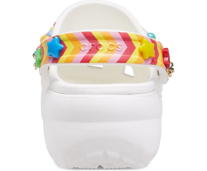 Crocs Classic Festival Vibes Platform Clog White Multi Womens Clogs